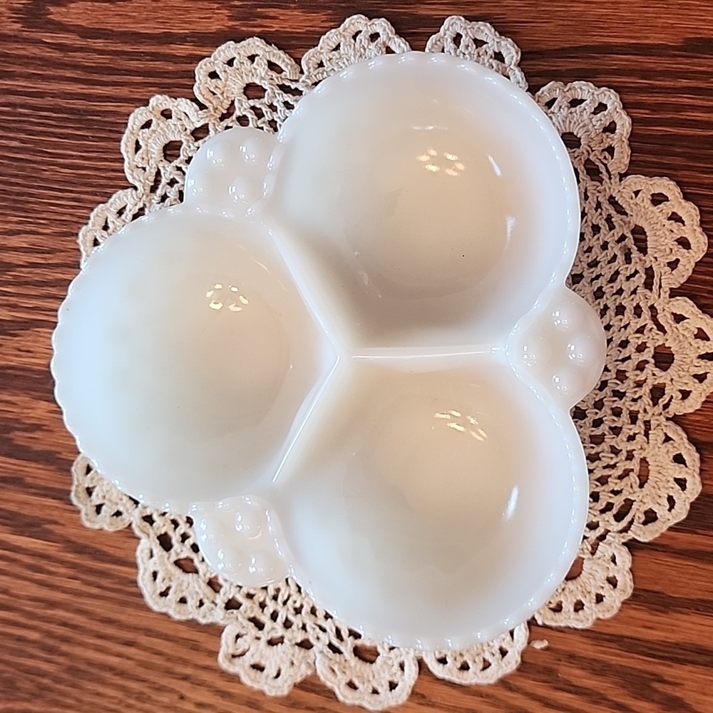 Hobnail Semi Translucent Serving Candy Nut Dish Vintage